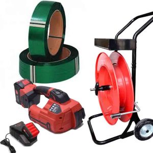 Plastični set za vezivanje ARGON 10-16mm PET/PP, baterija, punjač, PET remen 12mm, kolica